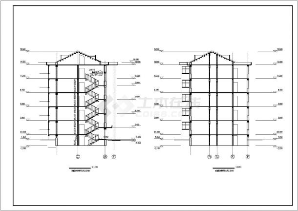 某高级住宅小区多层框混结构住宅楼设计cad详细建筑施工图-图二