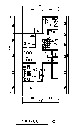 四层带地下室南京复地东郡叠拼别墅建施工cad图，共五张_图1