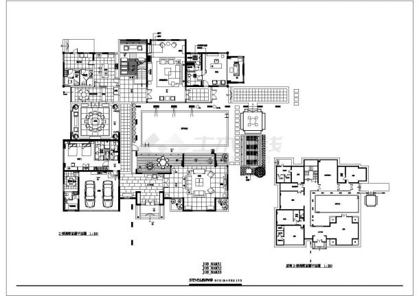 某城市四季草堂小区二层私人别墅室内装修设计cad全套施工图（标注详细）-图一