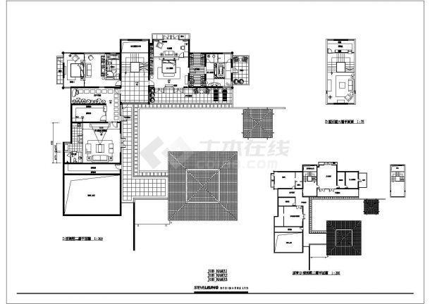 某城市四季草堂小区二层私人别墅室内装修设计cad全套施工图（标注详细）-图二