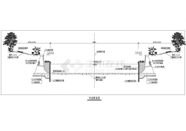 【精选】河道工程断面设计CAD图纸-图一
