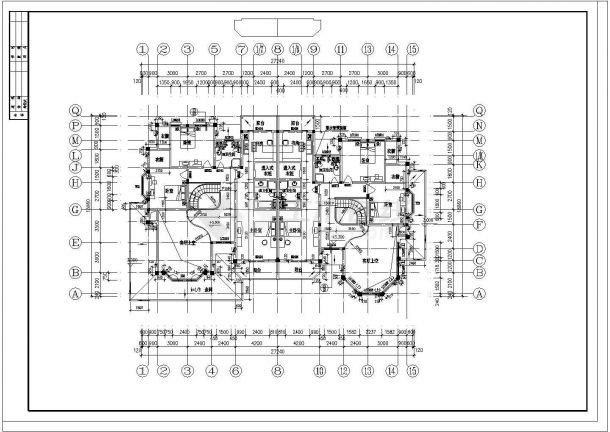 某两层800m2大户型框架结构豪华别墅建筑施工套图（共7张图纸）-图二