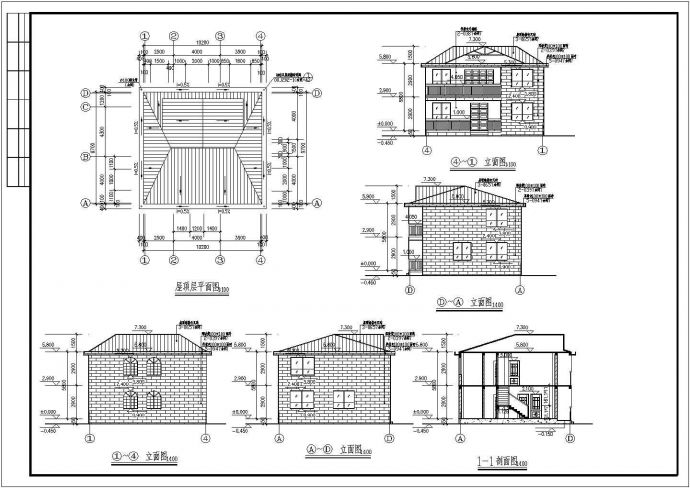 某二层砖混结构新农村别墅设计cad全套建筑施工图（含总平面及建筑指标）_图1