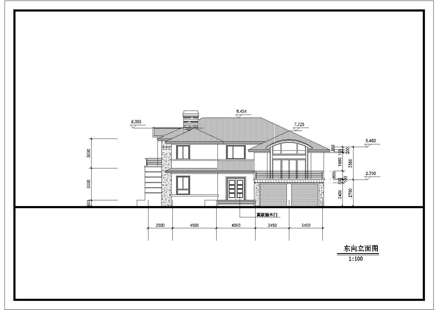 某二层砖混结构简欧别墅设计cad建筑方案图（含户型布置设计）