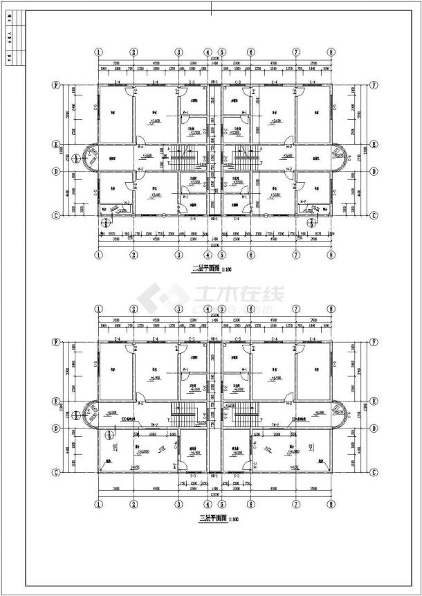 广东某三层框架结构新农村别墅设计cad全套建筑施工图（标注详细）-图一