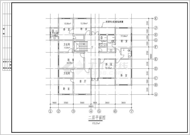 某三层现代风格别墅建筑施工图纸（6张图纸），dwg-图二