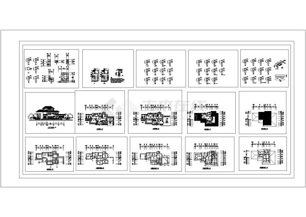 某三层现代风格别墅建筑施工图纸（13张图纸)，dwg-图一