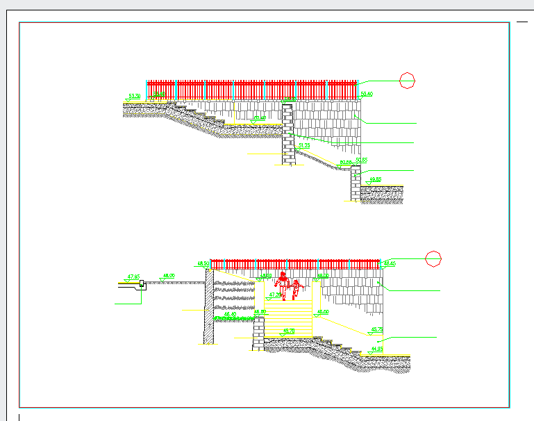 车库台阶施工设计cad详图（包括放线竖线平面图）