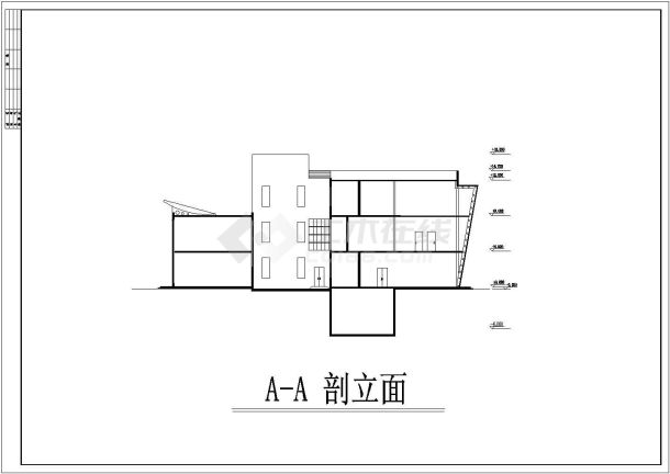 某三层带地下层框架结构现代风格会所设计cad全套建筑施工图（标注详细）-图一