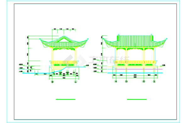 水榭施工设计cad详图，含设计说明-图二