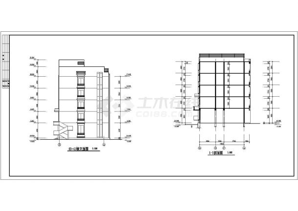 深圳某工厂2400平米6层框混结构宿舍楼平立剖面设计CAD图纸-图二