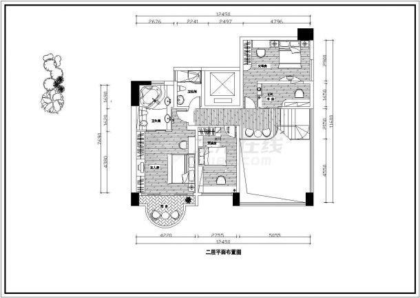 某花园小区二层砖混结构私人小别墅室内装修设计cad全套施工图（甲级院设计）-图二
