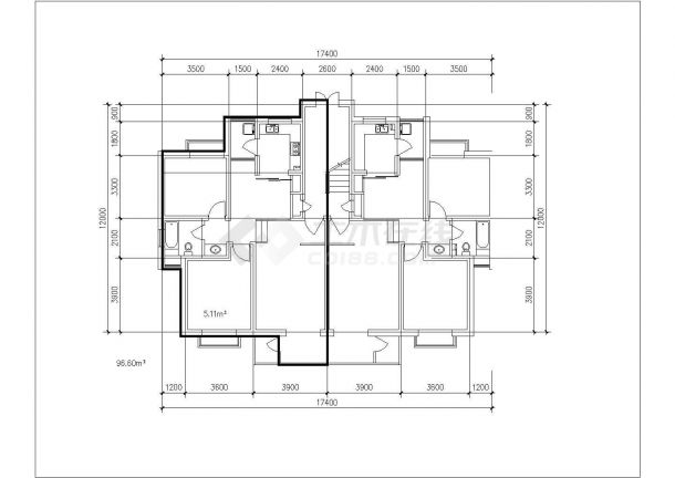 南昌市某新建居住区50-140平米左右户型设计CAD图纸（共60张）-图一