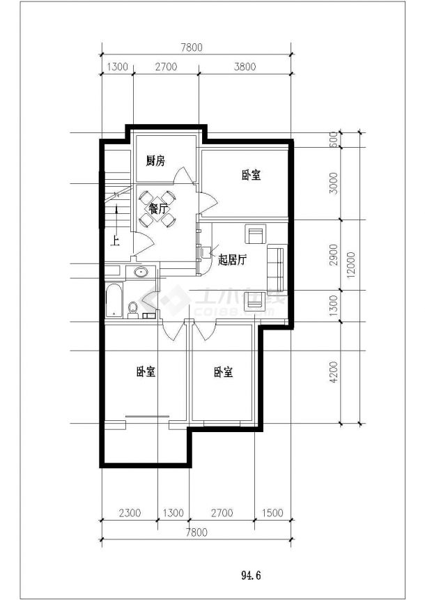 南昌市某新建居住区50-140平米左右户型设计CAD图纸（共60张）-图二