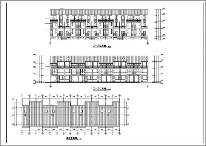 2600平米四层框混结构民居楼平立剖面设计CAD图纸（1层7户）_图1