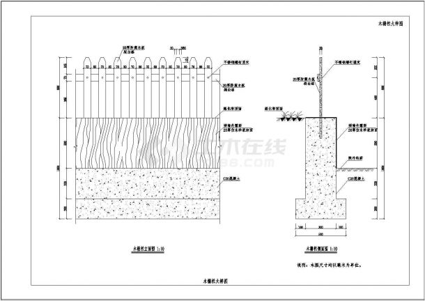 某防腐木矮栅栏设计图纸-图一
