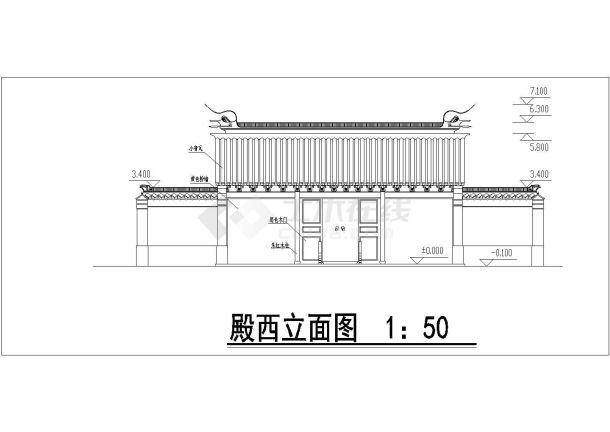 某地区大殿古建筑详细设计施工方案CAD图纸-图二