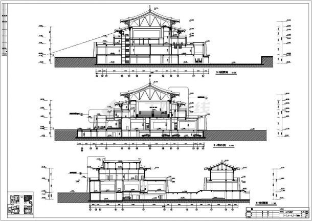 某地区大唐芙蓉园影院建筑详细设计施工方案CAD图纸-图二
