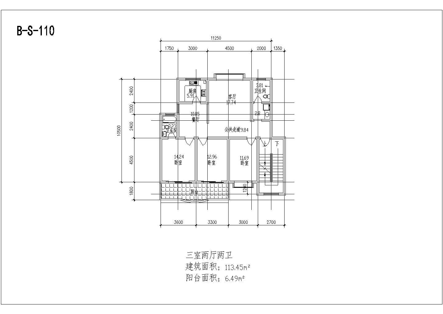 武汉某新建居住区75-125平米左右的热门户型设计CAD图纸（10张）