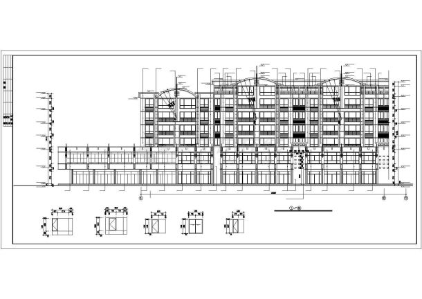 扬州市某小区1.1万平米6层底框结构商住楼全套建筑设计CAD图纸-图二