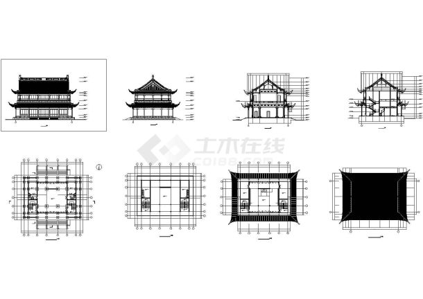 某地区景区大型仿古建筑详细设计施工方案CAD图纸-图一