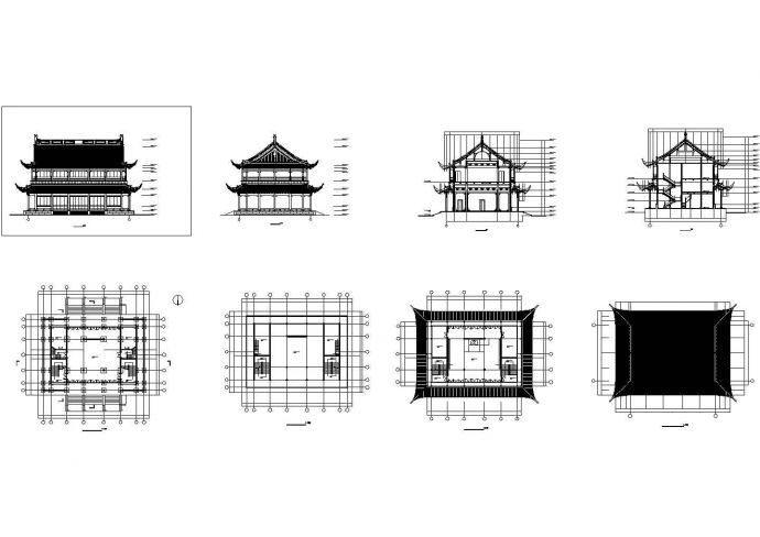 某地区景区大型仿古建筑详细设计施工方案CAD图纸_图1