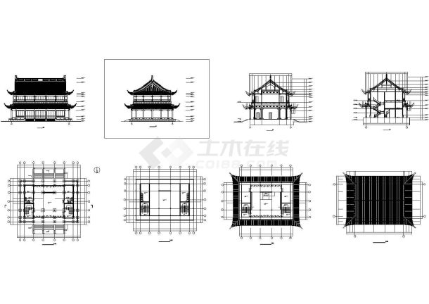 某地区景区大型仿古建筑详细设计施工方案CAD图纸-图二