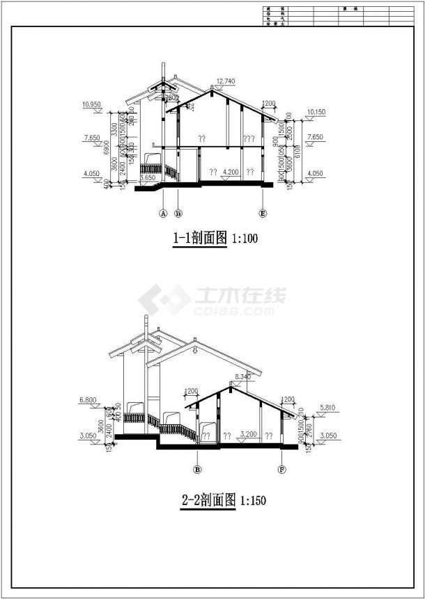 某地区商业仿古建筑详细设计施工方案CAD图纸-图一