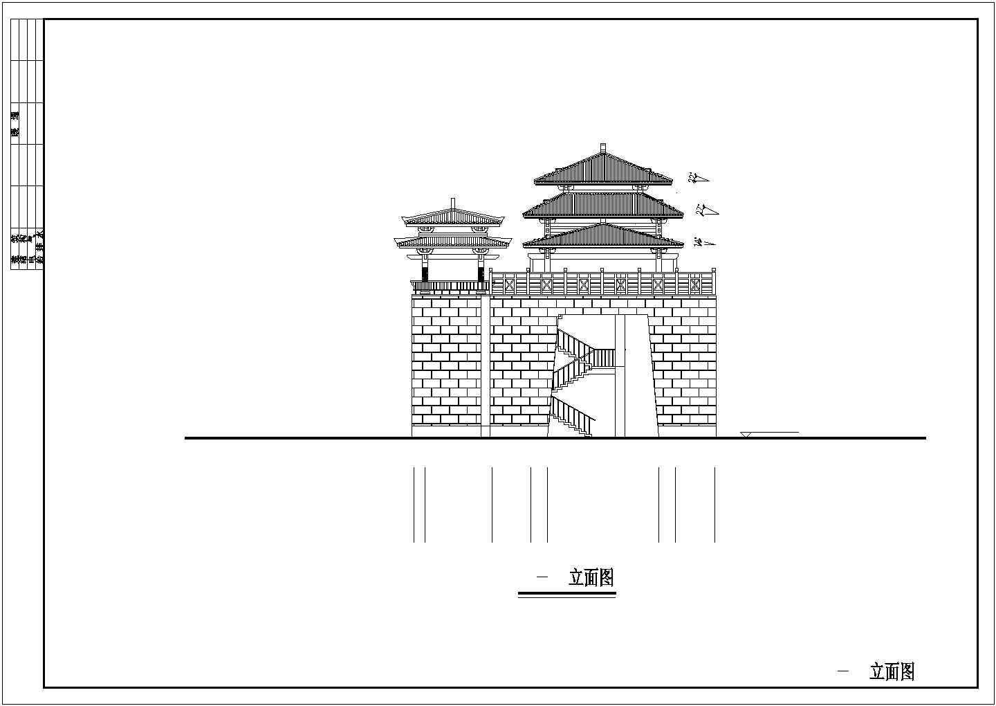 某地区仿古古城门建筑详细设计施工方案CAD图纸