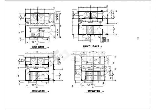 9500平米20层框架结构住宅楼全套平面设计CAD图纸（1层4户）-图一