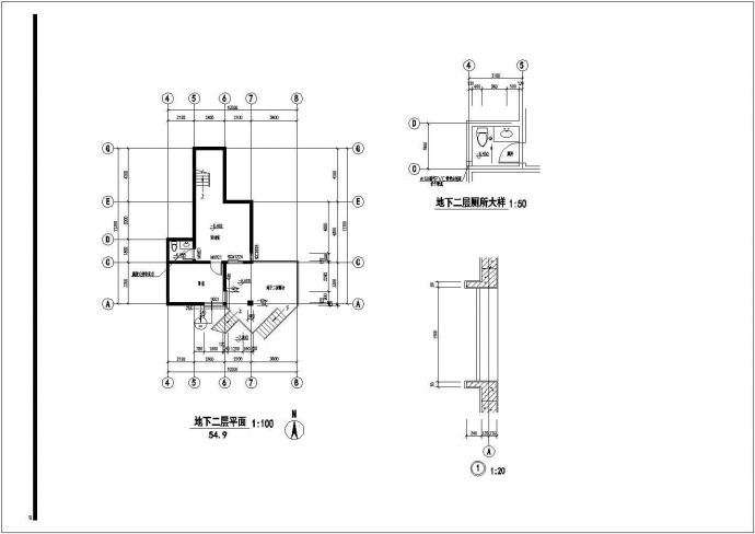 某四层现代风格别墅建筑设计图纸（地下二层），dwg_图1