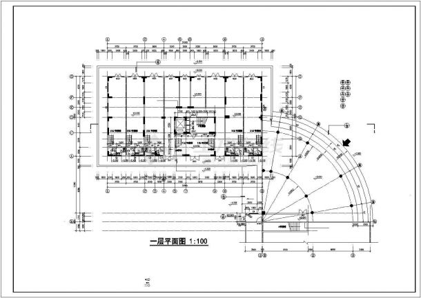 1.1万平米12层框混结构商住楼全套建筑设计CAD图纸（1-3层商用）-图二