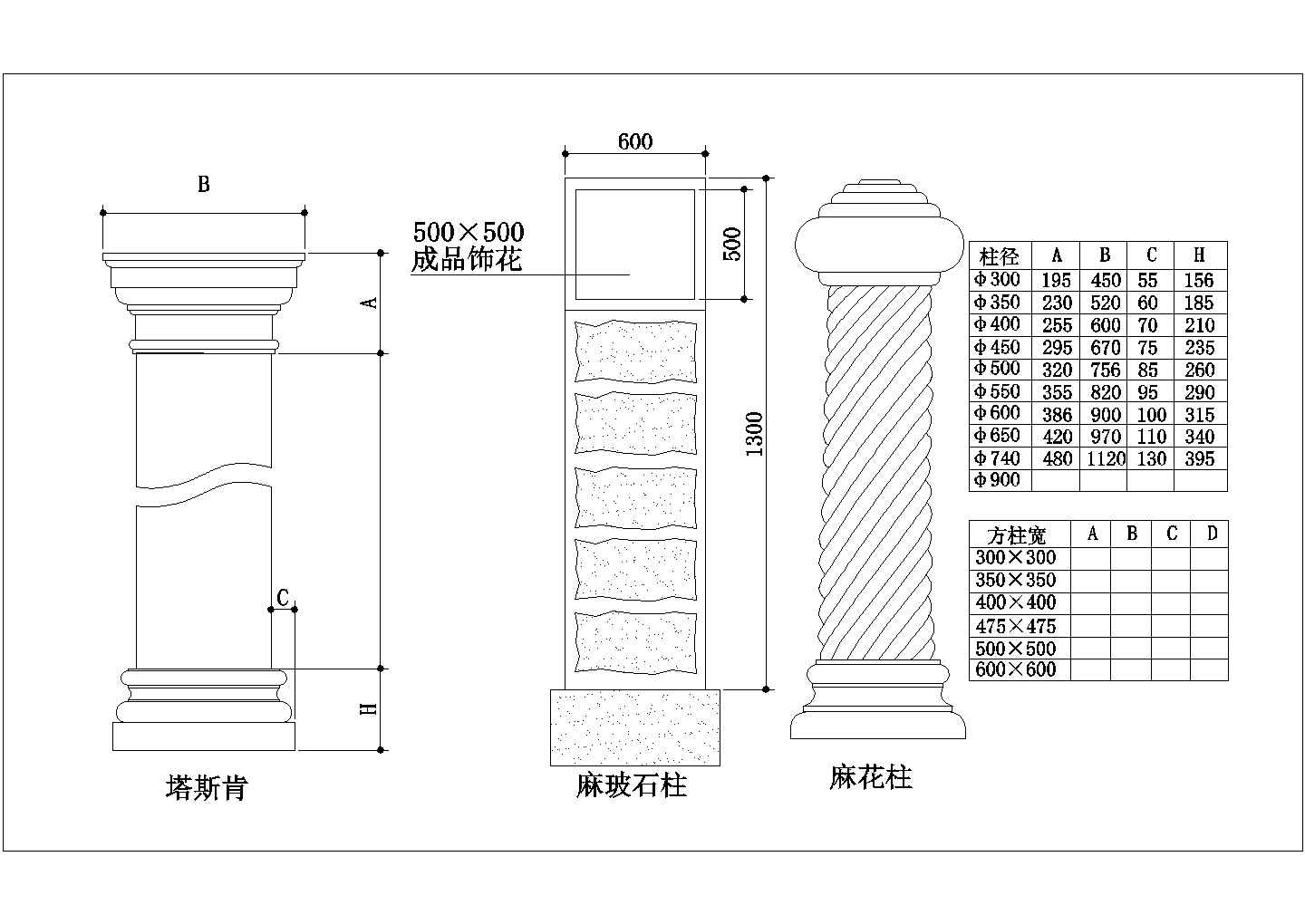 经典16套欧式柱设计cad建筑构造详图