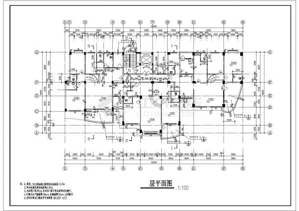 7500平米12层框剪结构住宅楼平立剖面设计CAD图纸（含架空层）-图一
