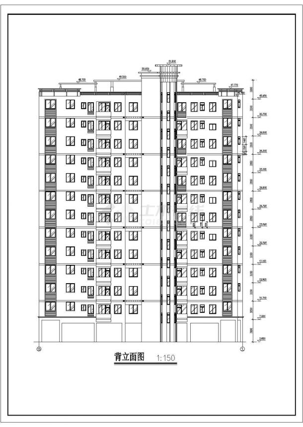 7500平米12层框剪结构住宅楼平立剖面设计CAD图纸（含架空层）-图二