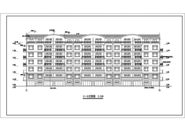 3600平米五层砖混结构住宅楼建筑设计CAD图纸（含阁楼和车库层）-图一
