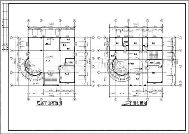 某四层框架结构闽南特色别墅设计cad建筑方案图（标注详细）-图二