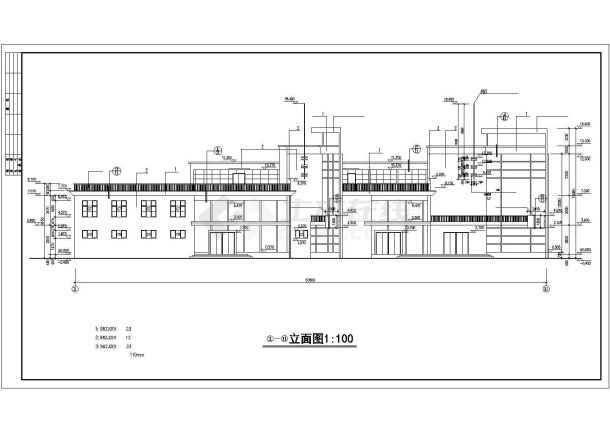 1800平米左右3层框架结构休闲会所全套建筑设计CAD图纸-图二