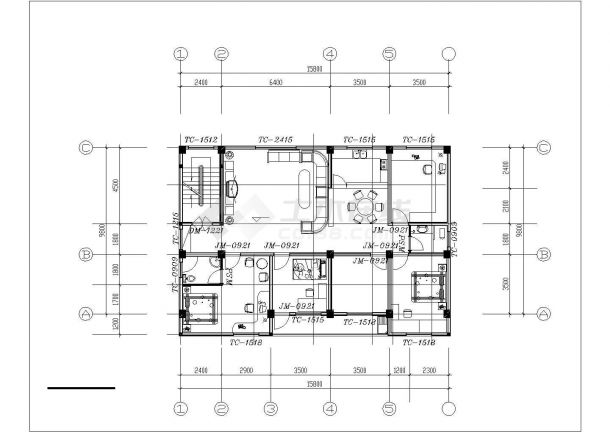 720平米6层混合结构住宅楼平面设计CAD图纸（1层1户/6套方案）-图二