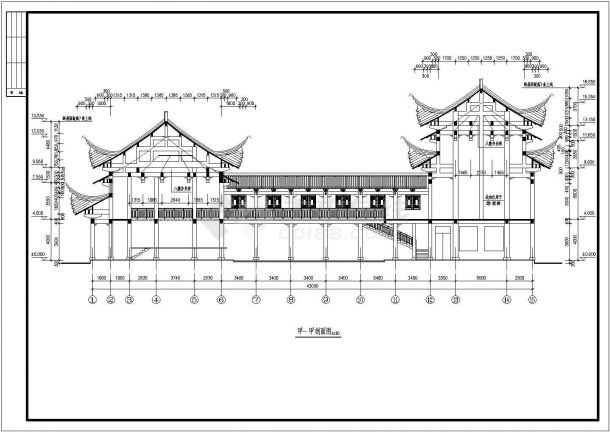 某地区祠堂戏台古建筑详细设计施工方案CAD图纸-图一