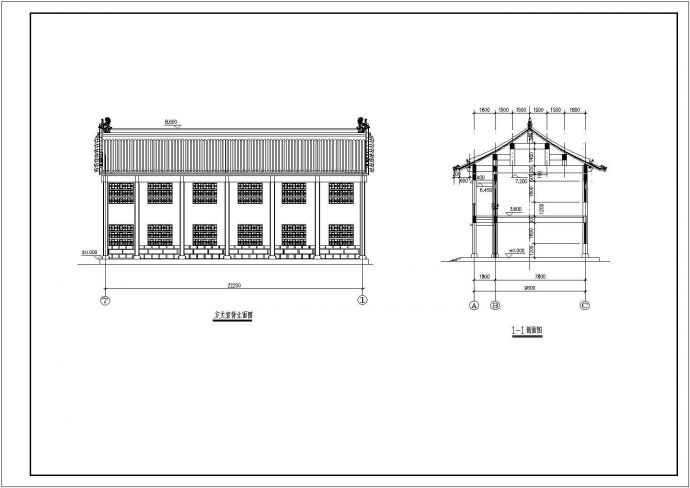某地区方丈室仿古建筑设计施工详细方案CAD图纸_图1