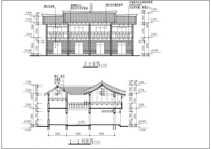 某地区李白故居风景区仿唐民居建筑详细设计施工方案CAD图纸_图1