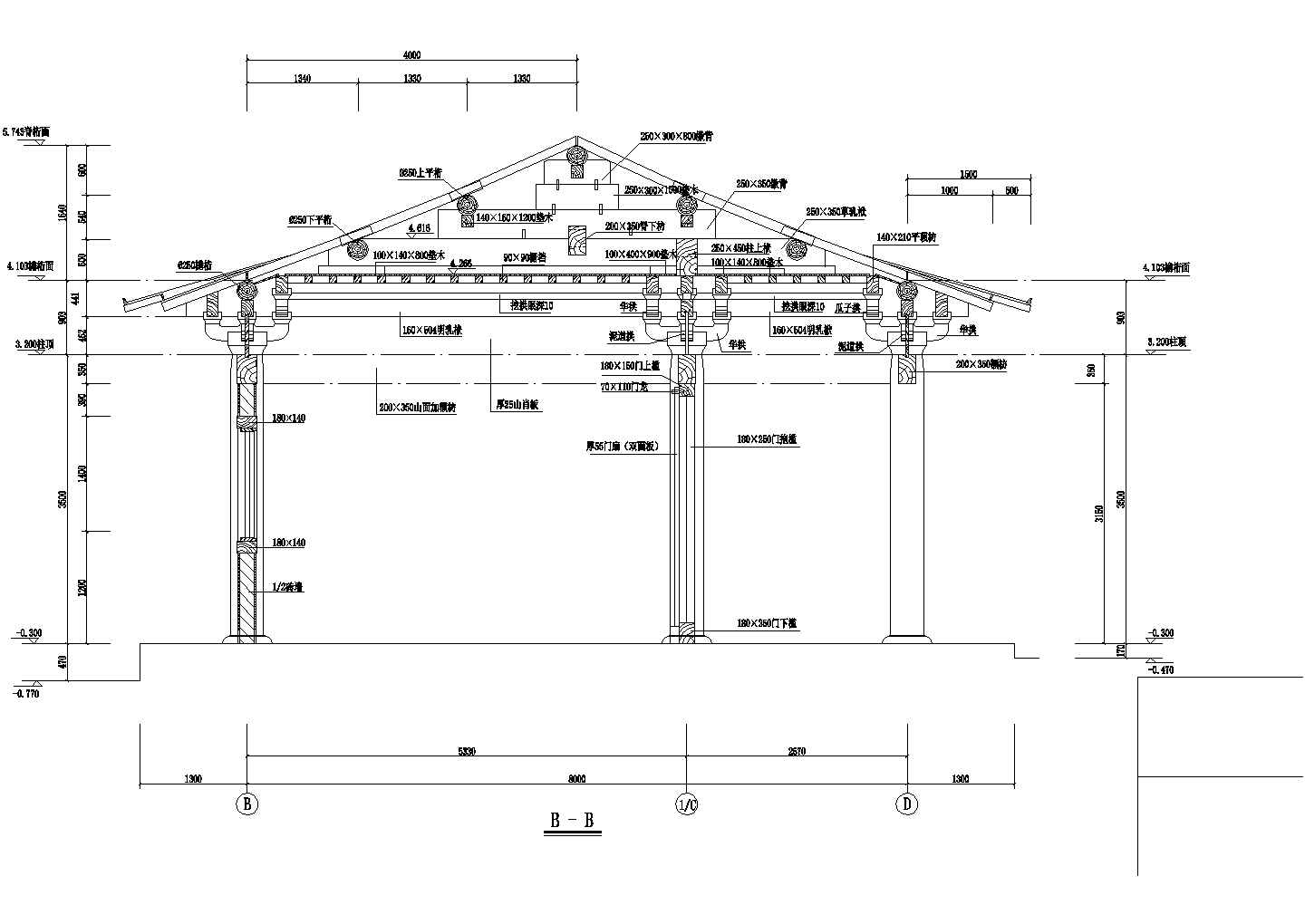 某地区山门仿古建筑设计详细方案施工CAD图纸