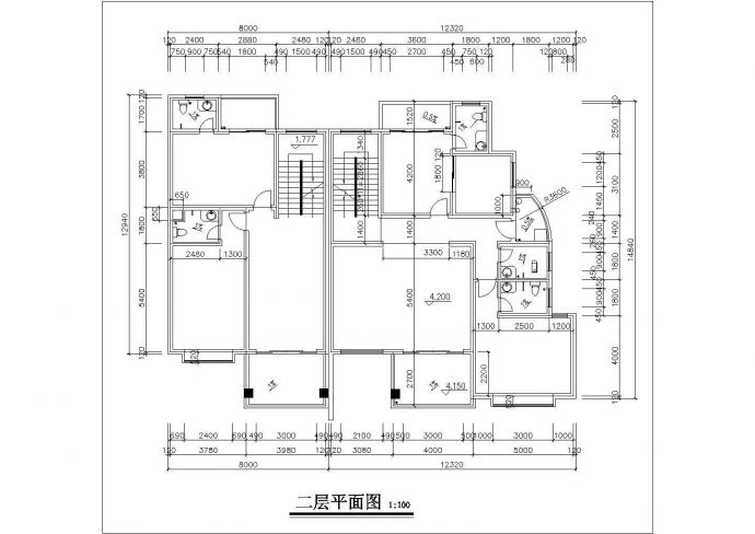 580平米4层砖混结构民居住宅楼平立面设计CAD图纸（1层1户）_图1