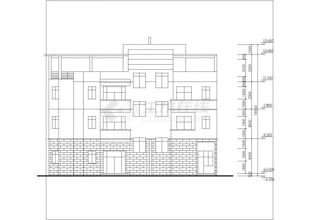 580平米4层砖混结构民居住宅楼平立面设计CAD图纸（1层1户）-图二