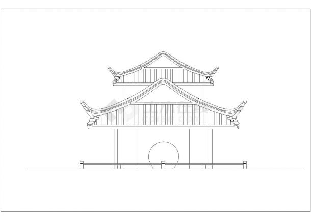 某地区小型一套古建筑设计详细方案施工CAD图纸-图二