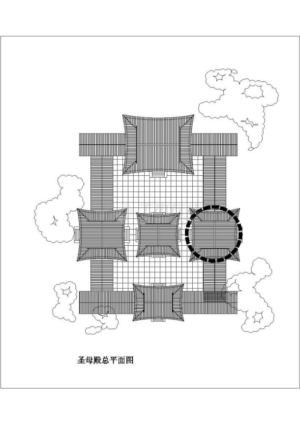 某地区圣母殿仿古建筑设计详细方案施工CAD图纸-图一