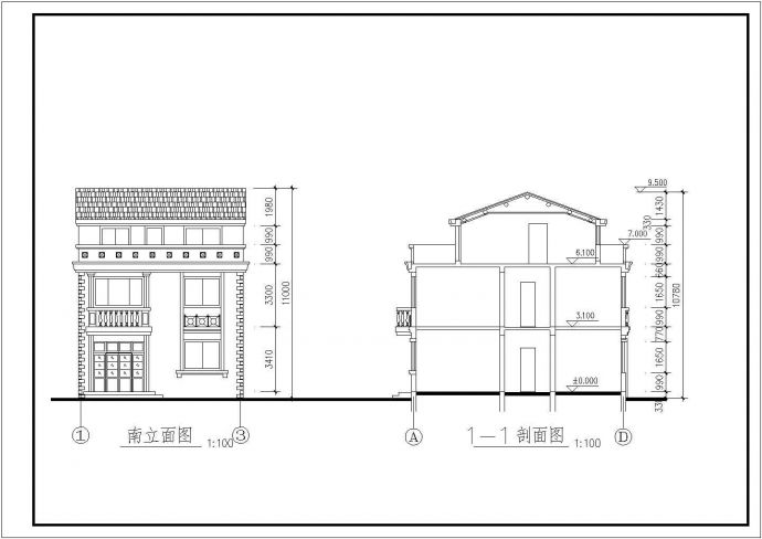 某二层带阁楼层框架结构新农村别墅设计cad全套建筑施工图纸（甲级院设计）_图1