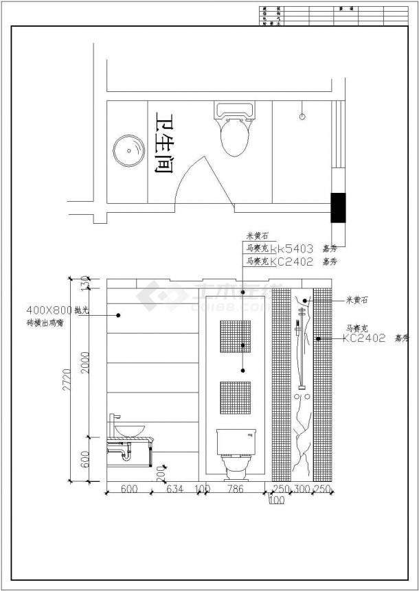 某三层框架结构新农村小康别墅室内装修设计cad全套施工图（标注详细）-图二