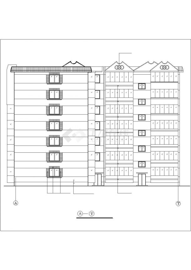 石家庄某居住区4400平米7层砖混结构住宅楼全套建筑设计CAD图纸-图一